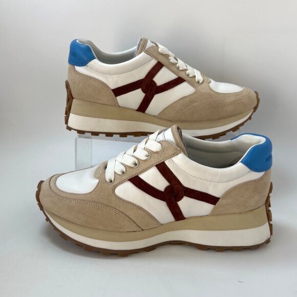 Veronica Beard Valentina Womens Suede White Beige Sneakers Size 8 M - Picture 3 of 8
